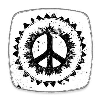Urban Retro Peace Zeichen - Viereckiger Kühlschrankmagnet - Weiß - Vorne