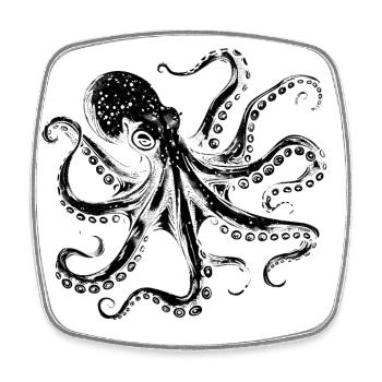 Illustration de poulpe cool en noir - Magnet carré - blanc - Devant