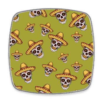 colorful calavera skull pattern design - Square fridge magnet - white - Front