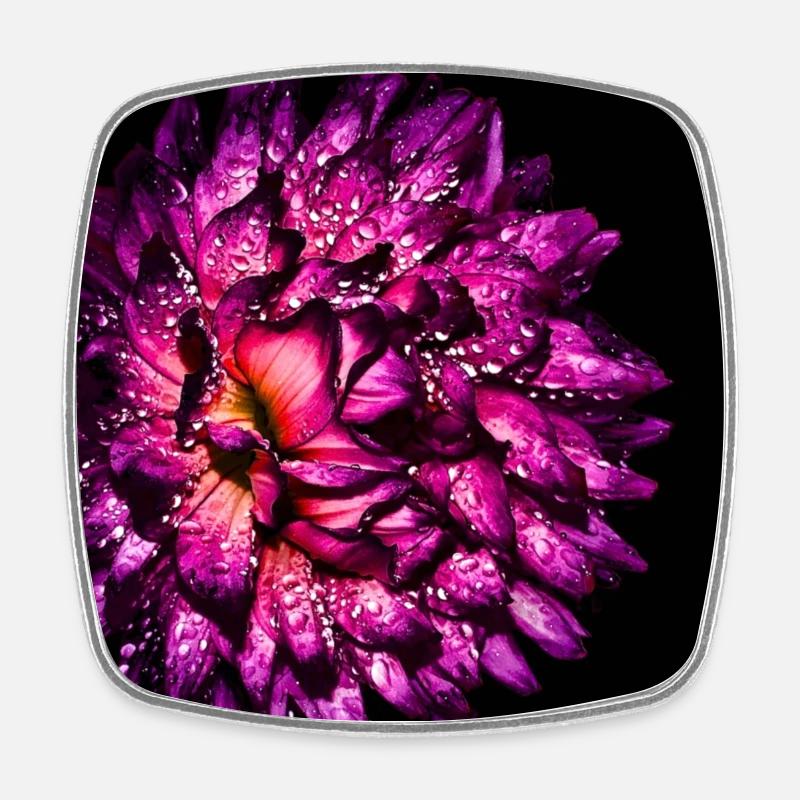 Chrysantheme - Viereckiger Kühlschrankmagnet - Weiß
