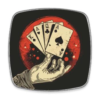 Poker Playing Cards Gambling Casino Art - Square fridge magnet - white - Front