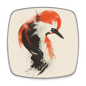 Oiseau coloré Animal Oeuvre minimaliste - Magnet carré - blanc - Devant
