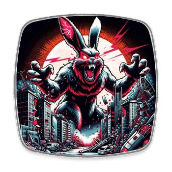 Attention à la catastrophe du lapin - Magnet carré - blanc - Devant