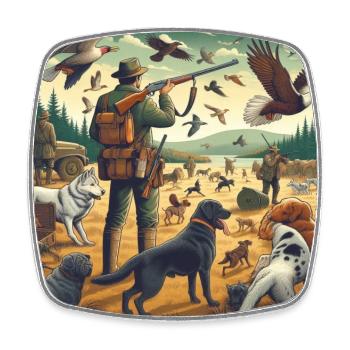 hunting animals with hunting dogs - Magnet carré - blanc - Devant