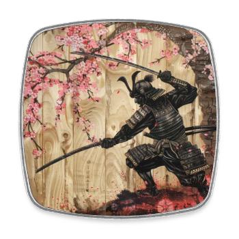 Japanisch, Samurai, Kirschblüte, Kunst, Ukiyo-E - Viereckiger Kühlschrankmagnet - Weiß - Vorne
