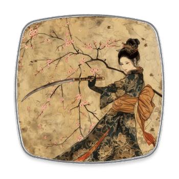 Japanisch, Samurai, Kirschblüte, Kunst, Ukiyo-E, s - Viereckiger Kühlschrankmagnet - Weiß - Vorne