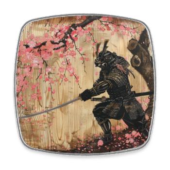 Japanisch Samurai Kirschblüte Kunst Ukiyo-E - Viereckiger Kühlschrankmagnet - Weiß - Vorne