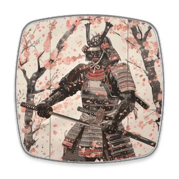Japanisch, Samurai, Kirschblüte, Kunst, Ukiyo-E - Viereckiger Kühlschrankmagnet - Weiß - Vorne