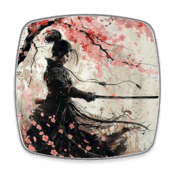 Japanisch, Samurai, Kirschblüte, Kunst, Ukiyo-E - Viereckiger Kühlschrankmagnet - Weiß - Vorne