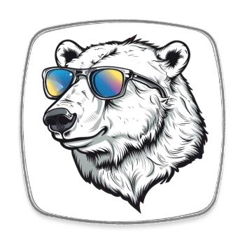 Polar Bear Funny Summer Sun - Square fridge magnet - white - Front