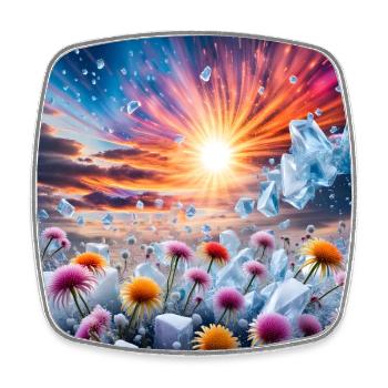 Fleur Coucher de soleil - Magnet carré - blanc - Devant