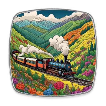 Nostalgic Railway Train Smoking Locomotive - Square fridge magnet - white - Front