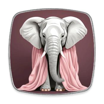 Elefant mit rosa Decke - Viereckiger Kühlschrankmagnet - Weiß - Vorne