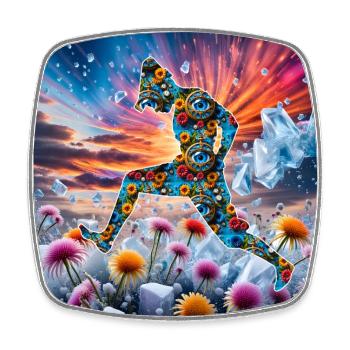 Danseuse de fleurs - Magnet carré - blanc - Devant