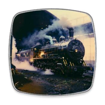 Große schwere Dampflokomotive - Viereckiger Kühlschrankmagnet - Weiß - Vorne