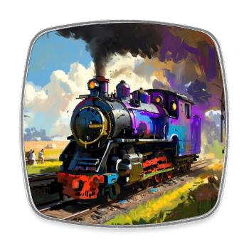 Nostalgie qualmende Dampflokomotive - Viereckiger Kühlschrankmagnet - Weiß - Vorne