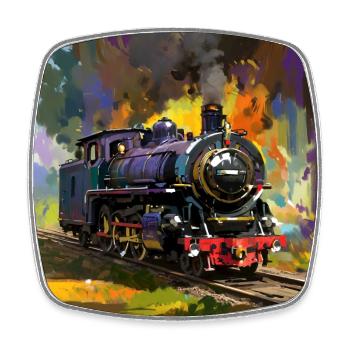 Nostalgie Dampflokomotive - Viereckiger Kühlschrankmagnet - Weiß - Vorne