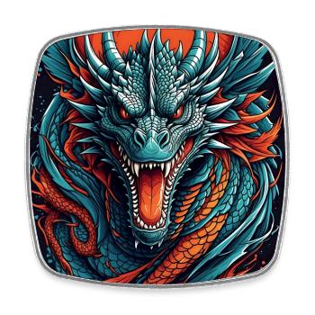 Wütender Drache Drachenportrait Feuerdrache - Viereckiger Kühlschrankmagnet - Weiß - Vorne