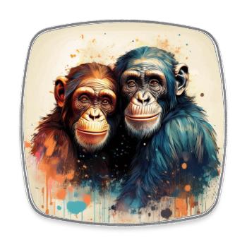 Chimpanzees in love - Square fridge magnet - white - Front