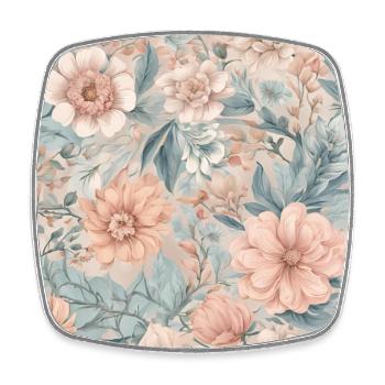 Blumenmuster in Pastell - Viereckiger Kühlschrankmagnet - Weiß - Vorne