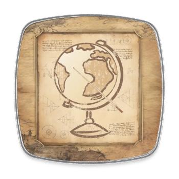 Geography - Globe & Pointer / Vintage Art - Square fridge magnet - white - Front