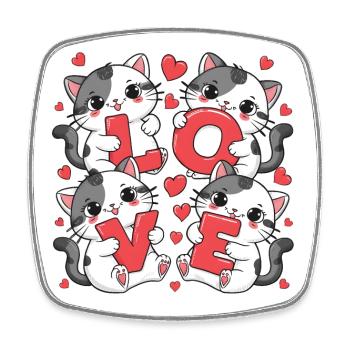 AMOUR Chats - Magnet carré - blanc - Devant