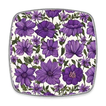 Blumenmuster in Lila - Viereckiger Kühlschrankmagnet - Weiß - Vorne