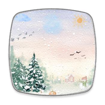 Winter Wonderland Snowy Landscape - Square fridge magnet - white - Front