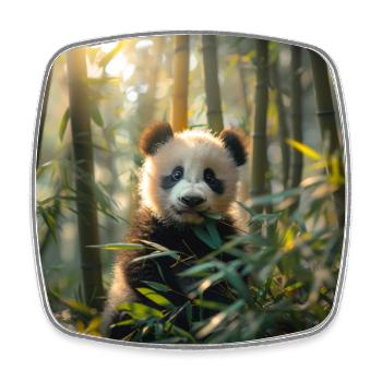 Panda im Bambuswald - Viereckiger Kühlschrankmagnet - Weiß - Vorne