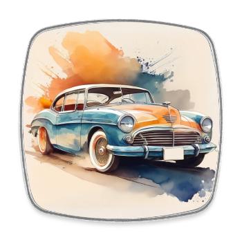 Vintage Classic Car Illustration - Square fridge magnet - white - Front
