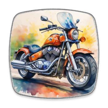 Bold Retro Motorcycle Design - Square fridge magnet - white - Front
