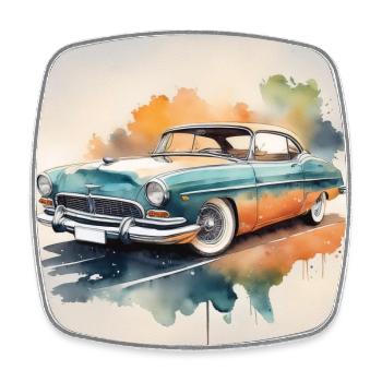 Classic Car Art with Watercolour Style - Square fridge magnet - white - Front