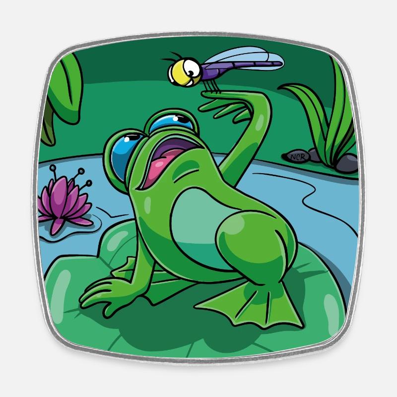 Motif de t-shirt pour enfants et bébés : grenouille et libellule - Magnet carré - blanc
