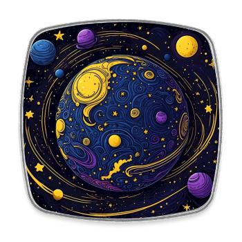 Planètes et corps célestes, étoiles et comètes - Magnet carré - blanc - Devant