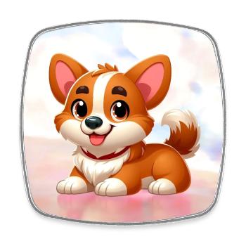 corgi 11 - Magnet carré - blanc - Devant