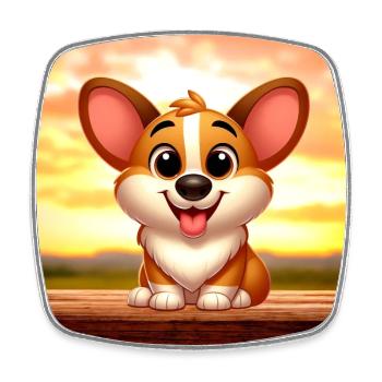Corgi 10 - Square fridge magnet - white - Front