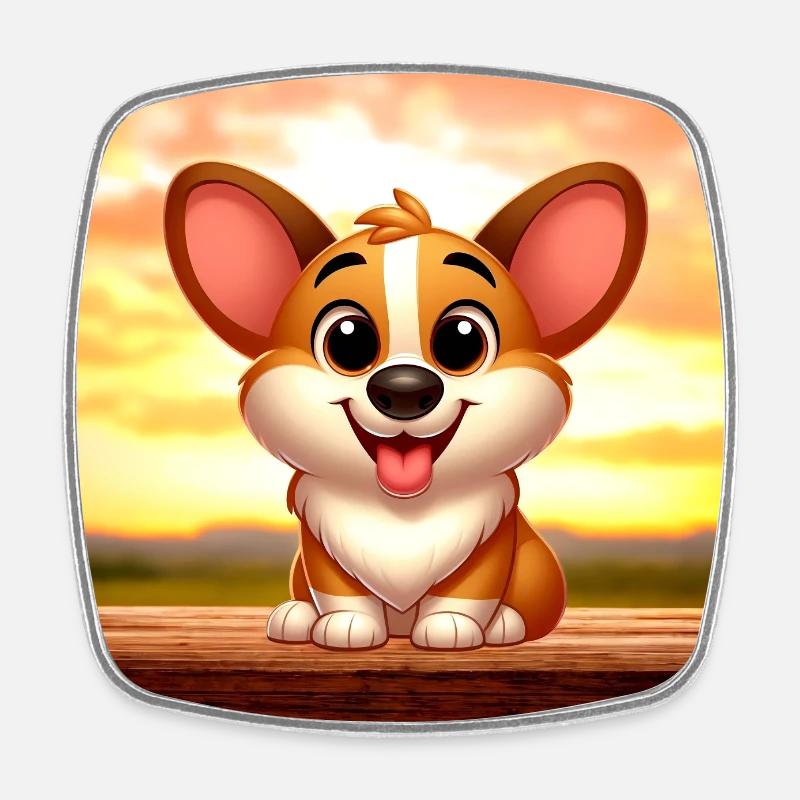 Corgi 10 - Square fridge magnet - white