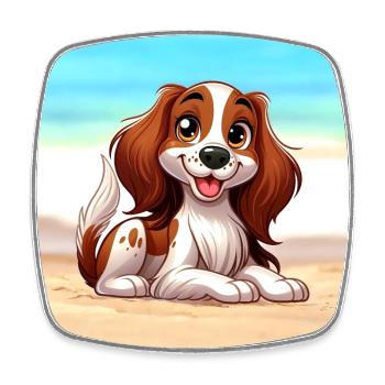 Brittany Spaniel 2 - Square fridge magnet - white - Front