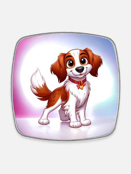 Brittany Spaniel 4 - Square fridge magnet - white
