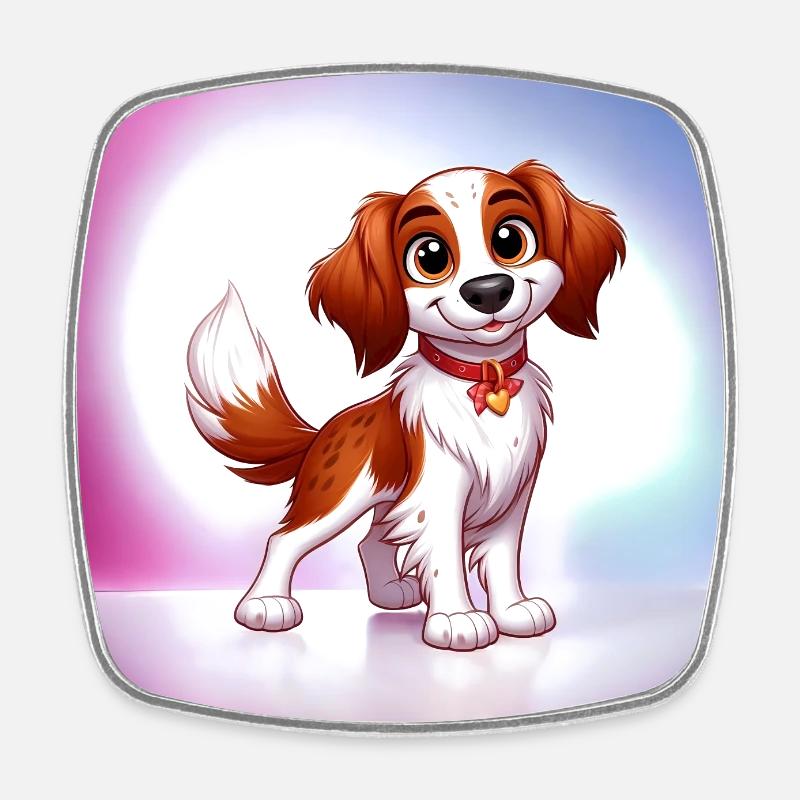 Brittany Spaniel 4 - Square fridge magnet - white
