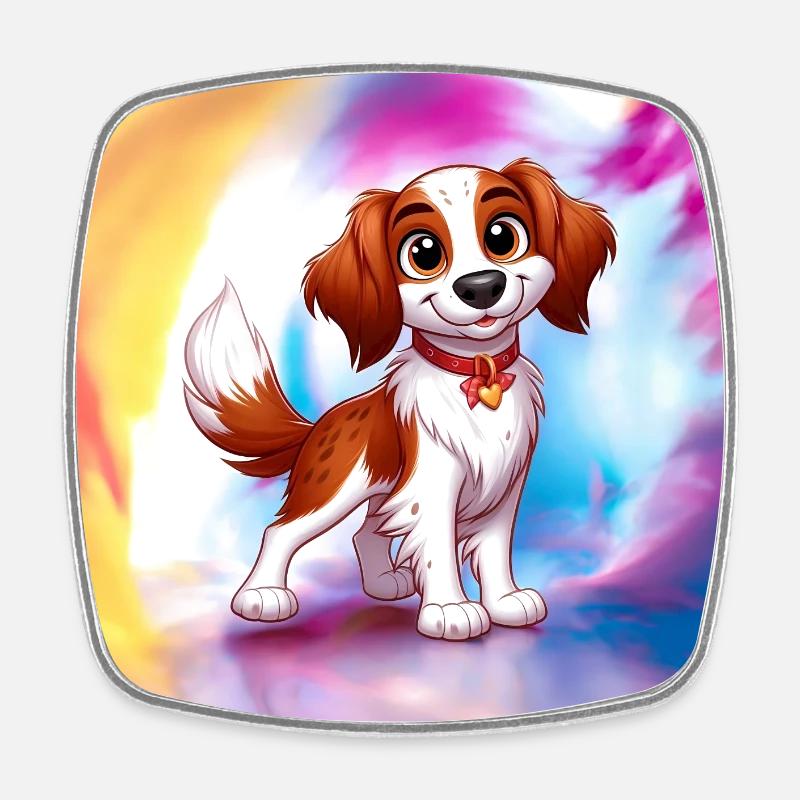 Brittany Spaniel 9 - Square fridge magnet - white