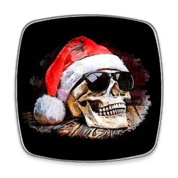 HoHoHo Skull - Viereckiger Kühlschrankmagnet - Weiß - Vorne