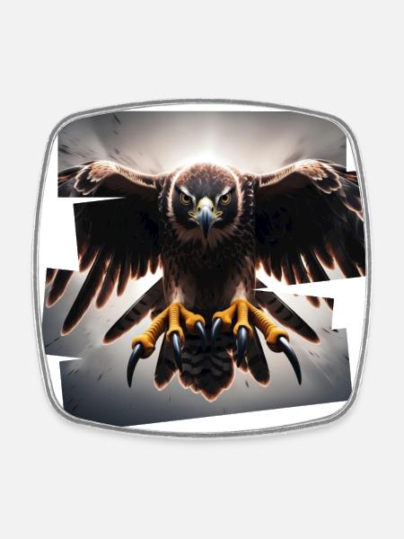 Eagle Frontal Attack - Square fridge magnet - white