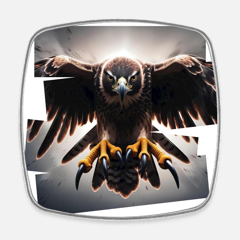 Adler Frontalangriff - Viereckiger Kühlschrankmagnet - Weiß
