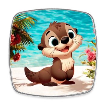 loutre 8 - Magnet carré - blanc - Devant