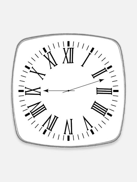 Roman clock - Square fridge magnet - white
