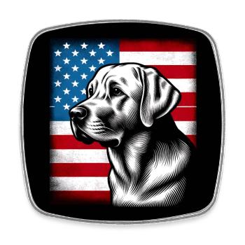 Labrador Retriever Lab mit amerikanischer Flagge - Viereckiger Kühlschrankmagnet - Weiß - Vorne