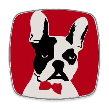 Lustige Französische Bulldogge - Viereckiger Kühlschrankmagnet - Weiß - Vorne