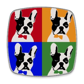 Franz Bulldogge Bunt - Viereckiger Kühlschrankmagnet - Weiß - Vorne