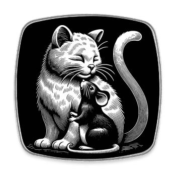 Katze und Maus und Freundschaft Frieden und Liebe - Viereckiger Kühlschrankmagnet - Weiß - Vorne